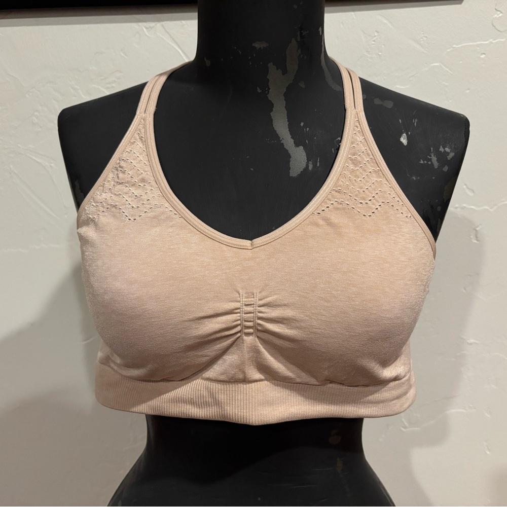 Athleta Nude Racerback Wireless Bra Bralette Sports Bra
